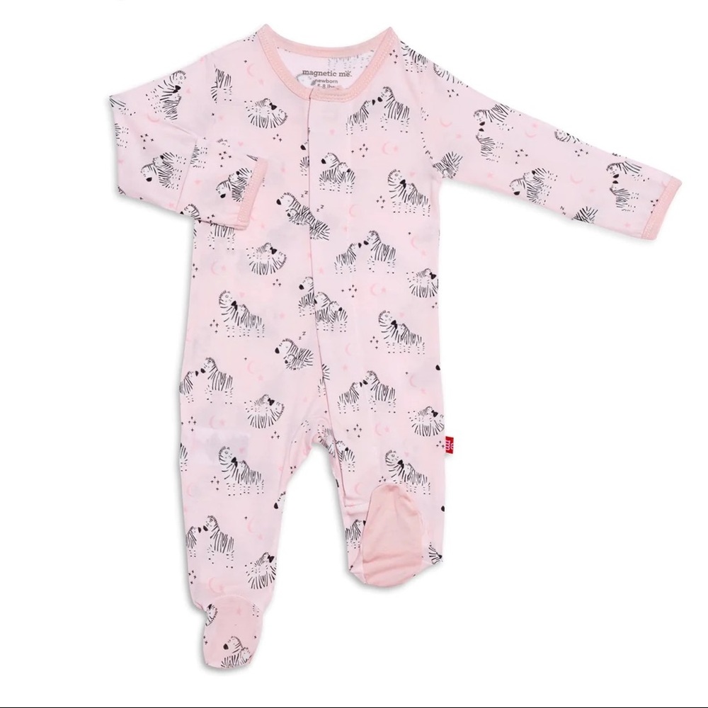 Magnetic Me Pink Zebra Footie Pajamas (6-9 months)